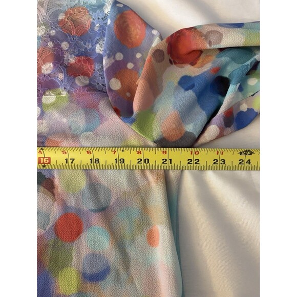 ALI MILES Colorful Polka Dot Blouse Women Large Bell Sleeve Sheer Tunic Top Art - Picture 10 of 11